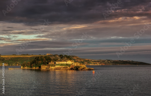 Sunset over Plymouth in UK.