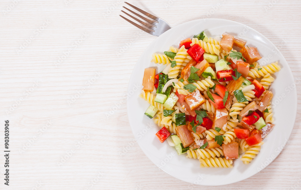 pasta salad with smoked salmon and vegetables pasta salad with smoked salmon and vegetables