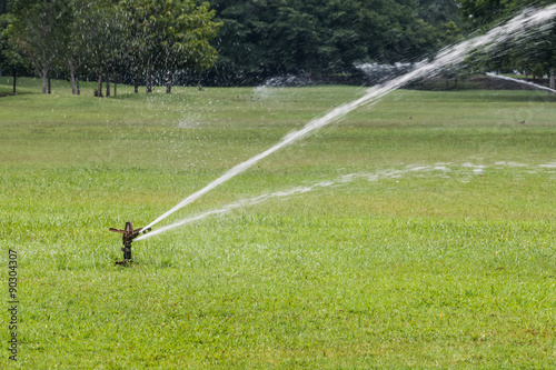 the sprinkler in garden