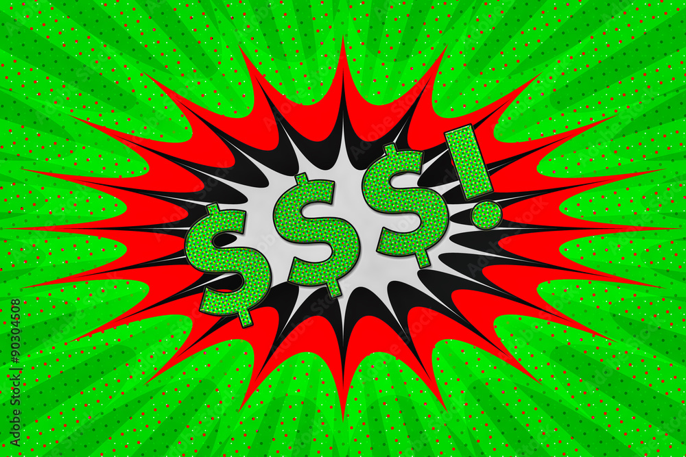 Dollar signs in pop art style