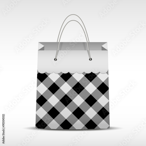 Vintage shopping bag in check texture