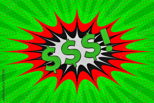 Dollar signs in pop art style