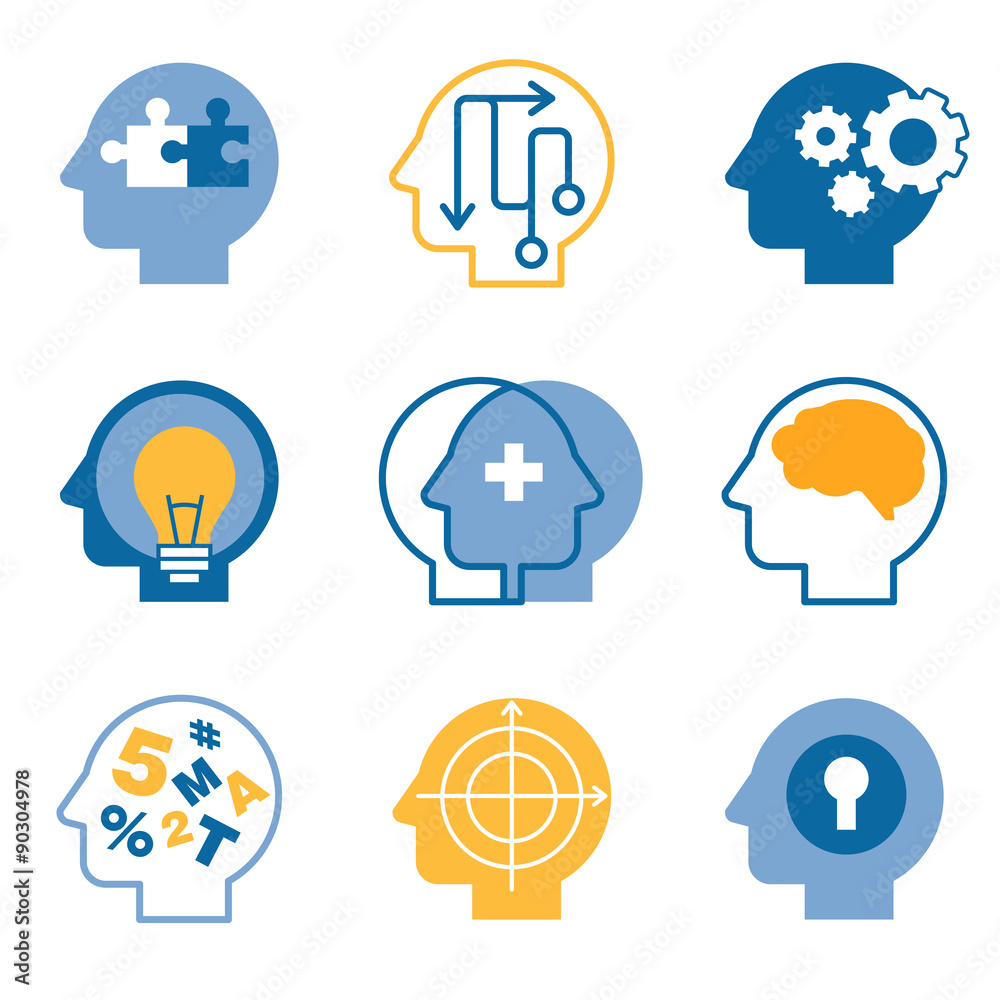Head brain vector icons 