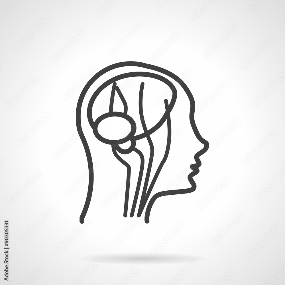 Anatomy brain black line vector icon