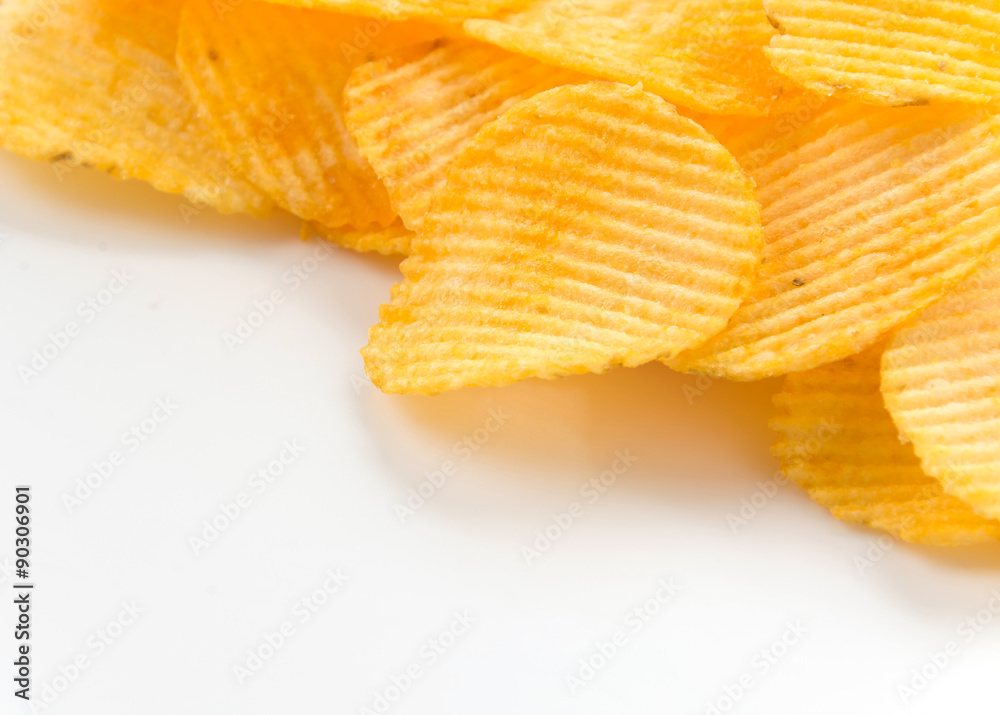 potato chips on white background potato chips on white background