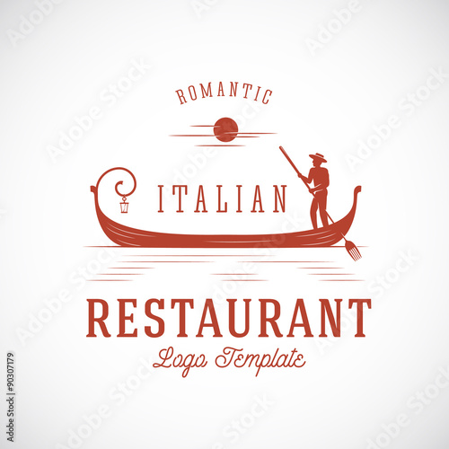 Italian Restaurant Abstract Vector Concept Logo Template.