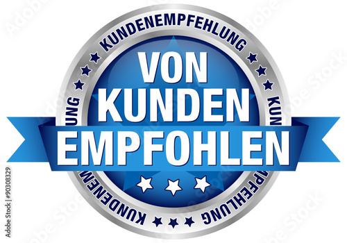 Button Banderole "Von Kunden empfohlen" blau