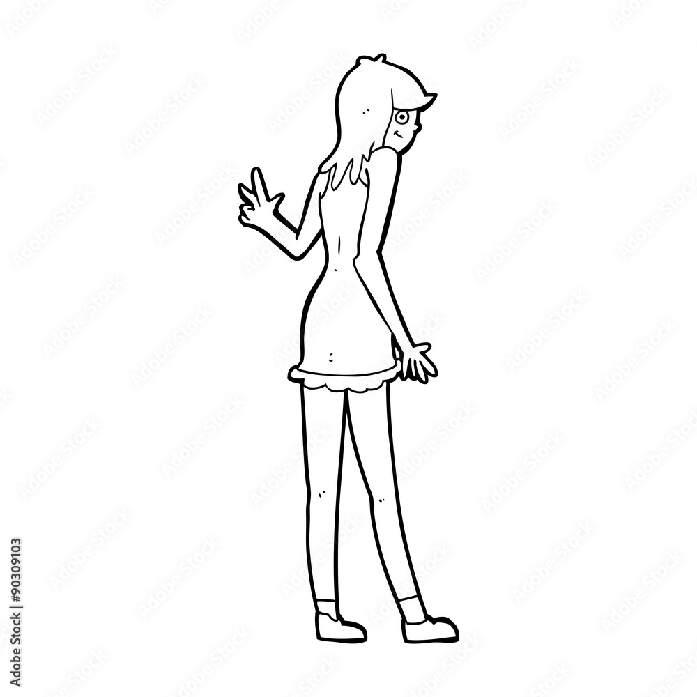cartoon woman waving cartoon woman waving