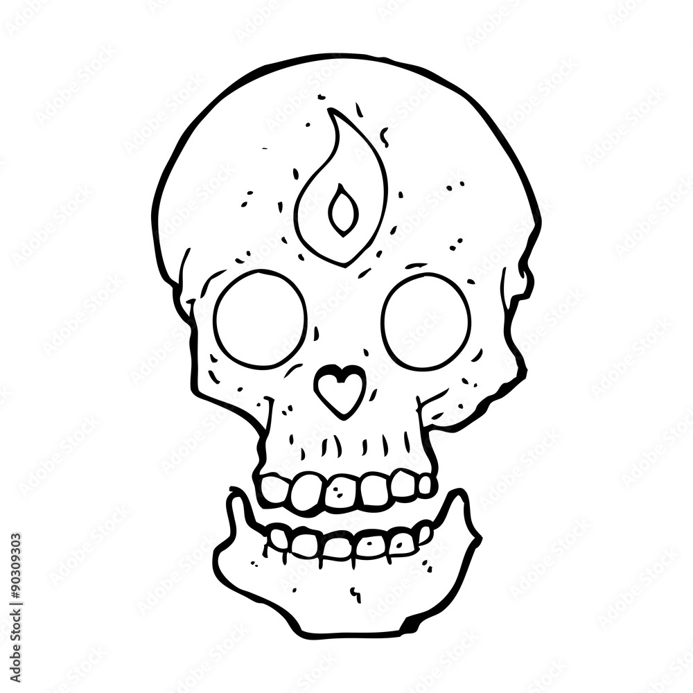 cartoon mystic skull