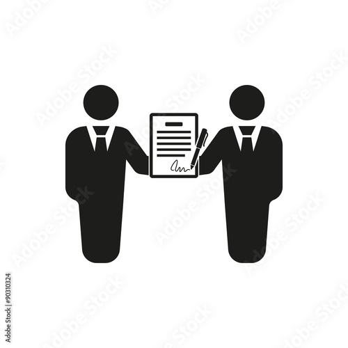 The contract icon. Agreement and signature, pact, partnership, negotiation symbol. Flat