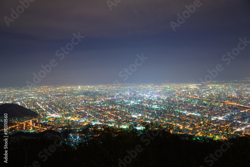 Sapporo at dusk  view from Observatory of Mt.Moiwa