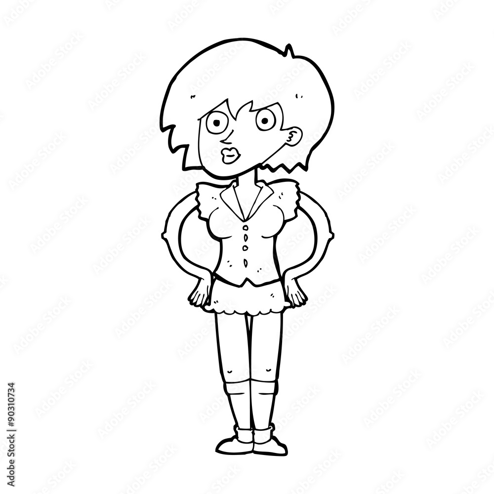 cartoon surprised woman with hands on hips cartoon surprised woman with hands on hips
