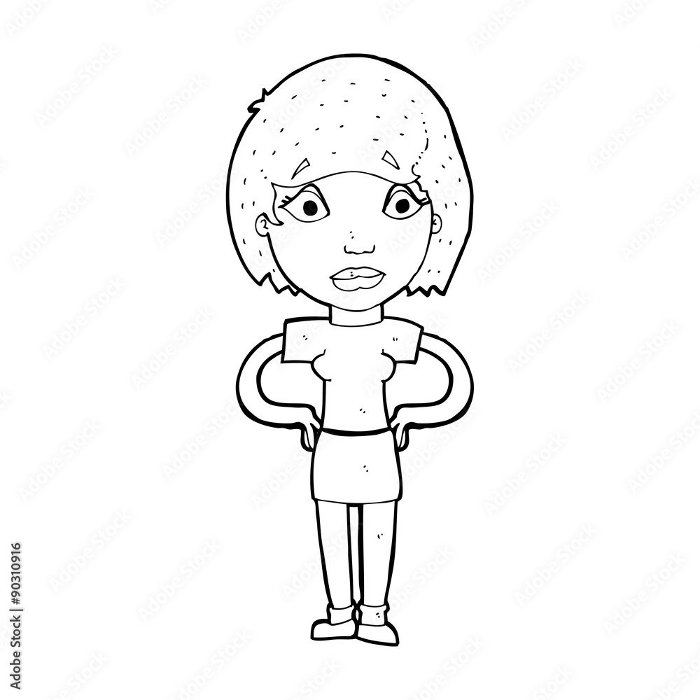 cartoon worried woman