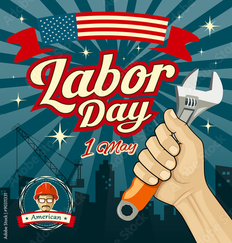 Work tools construction in human hand in Labor day