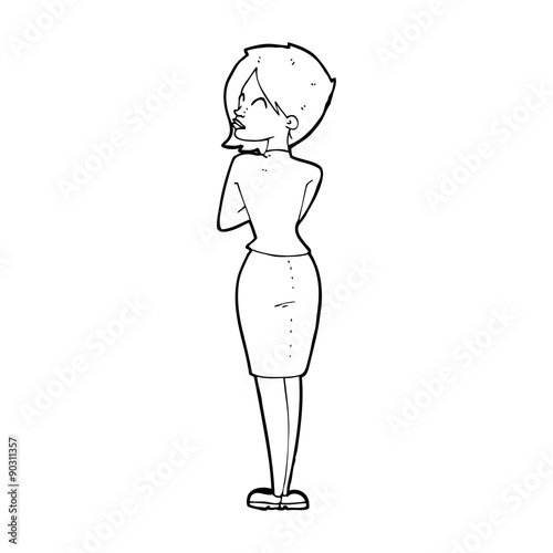 cartoon businesswoman ignoring