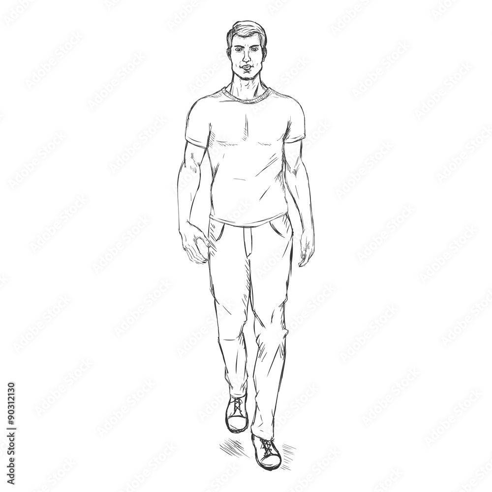 Vector Sketch Men Model In Suit Business Dress Code Stock Illustration -  Download Image Now - iStock