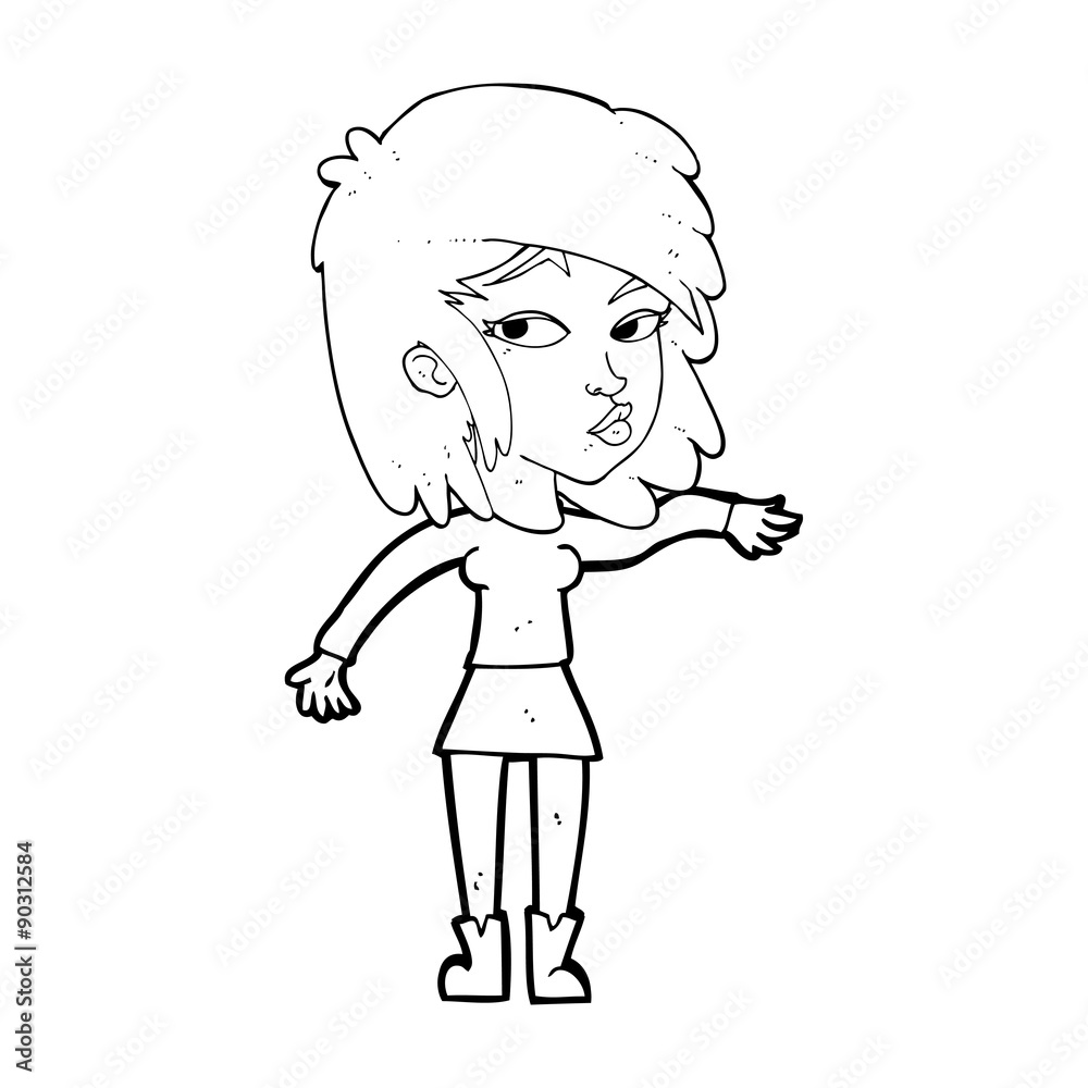 cartoon woman playing it cool