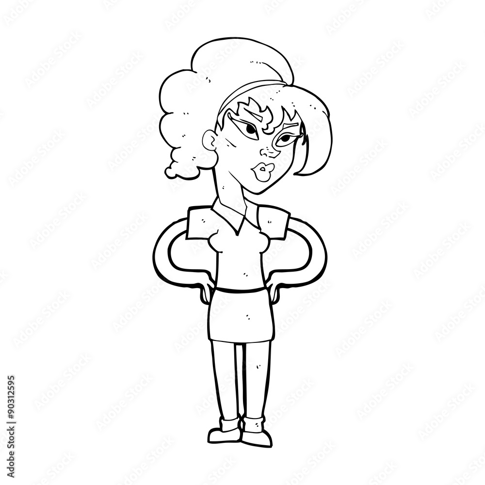 cartoon woman with hands on hips cartoon woman with hands on hips