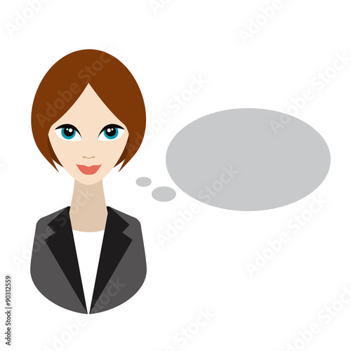 Business woman speaking. Flat illustration.