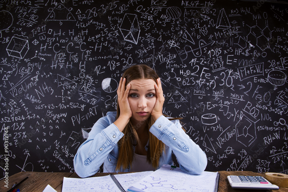 Fototapeta premium Beautiful girl studying