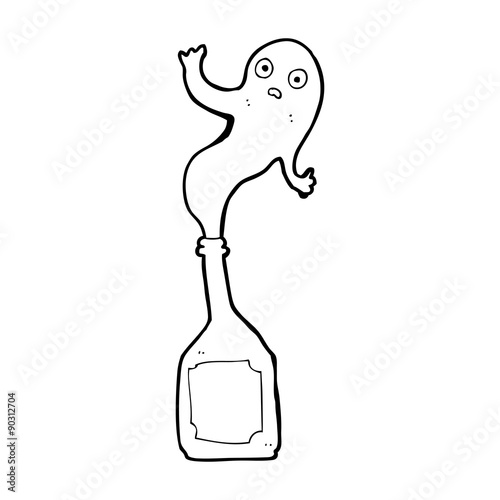 cartoon ghost in bottle