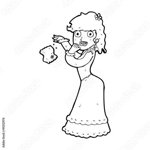 cartoon victorian woman dropping hankerchief