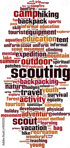 Scouting word cloud concept. Vector illustration