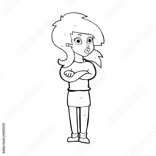 cartoon woman with folded arms