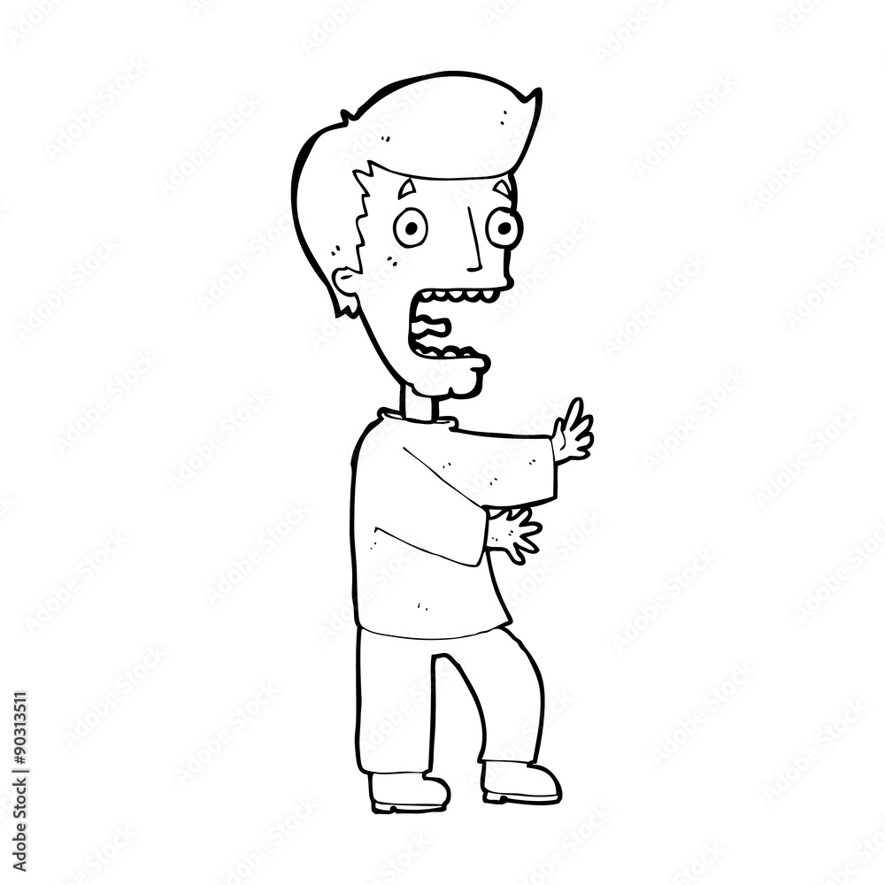Obraz premium cartoon terrified man