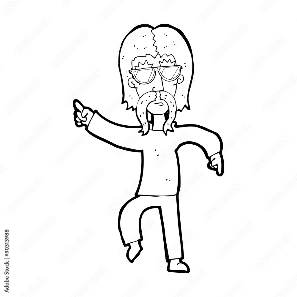 cartoon hippie man wearing glasses