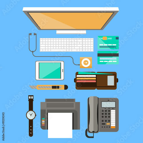 Workplace concept. Flat design.