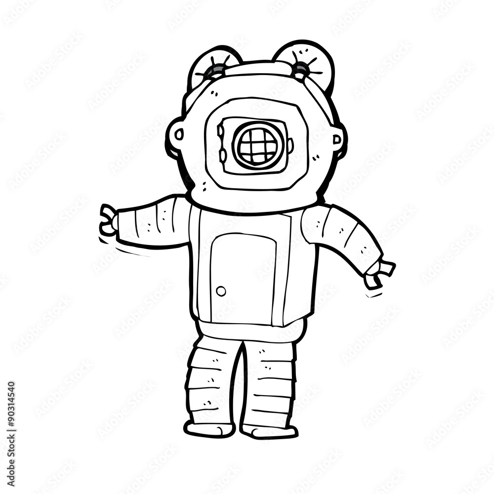Obraz premium cartoon deep sea diver