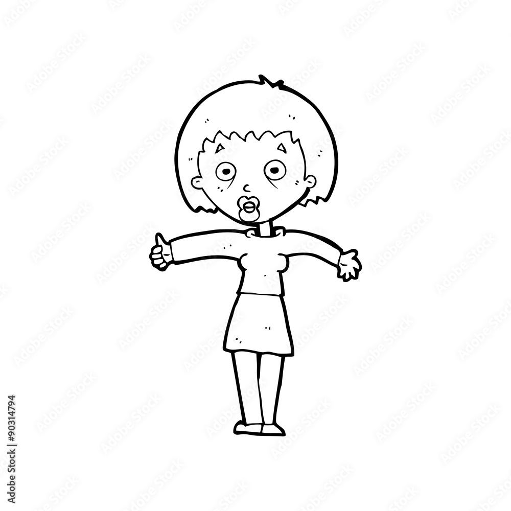 cartoon amazed woman