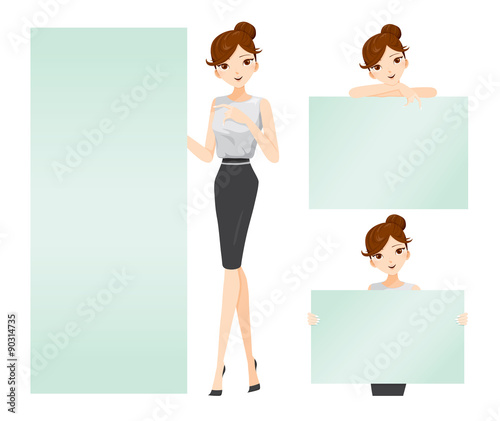 Woman smiling shows blank sign, beauty, fashion, woman lifestyle, concept, beauty, fashion, woman lifestyle, concept