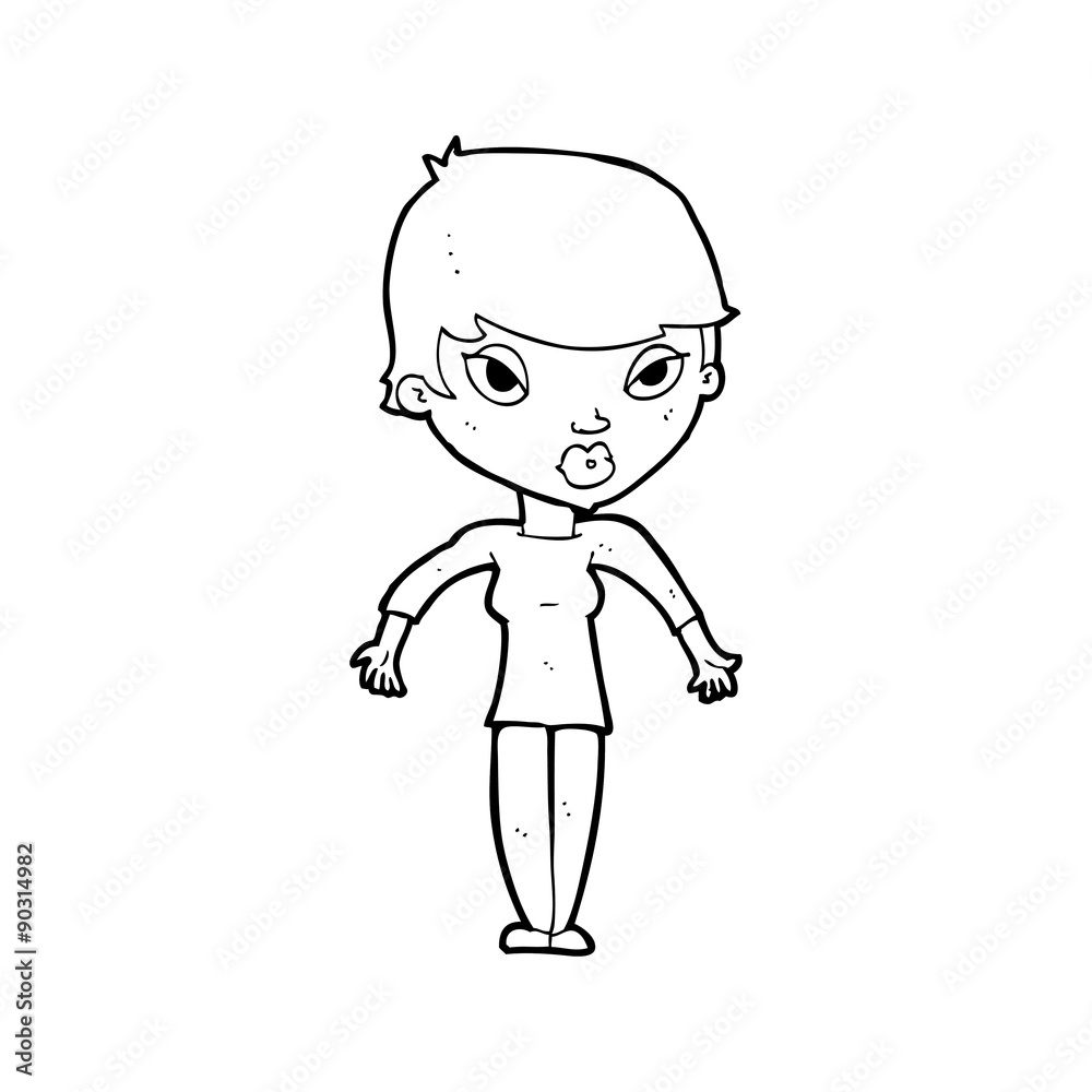 cartoon woman shrugging shoulders