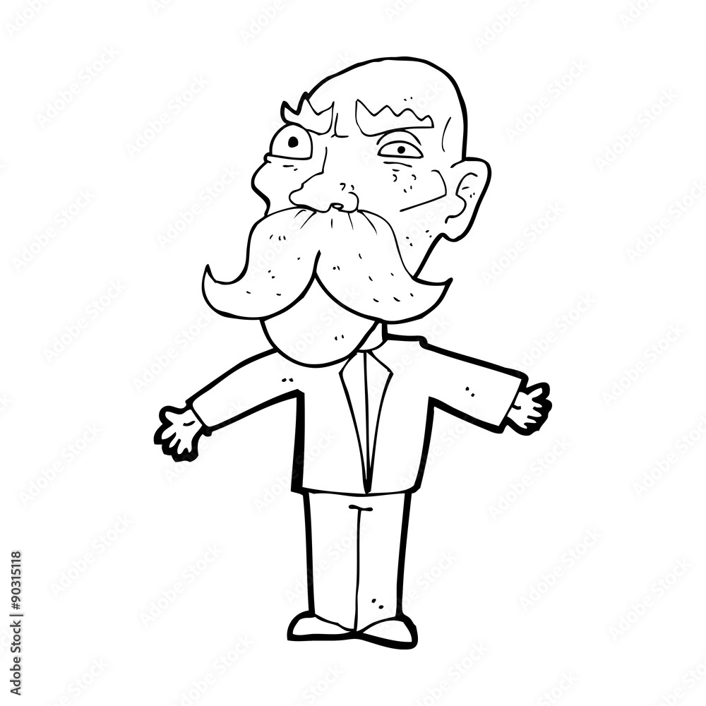 cartoon angry old man