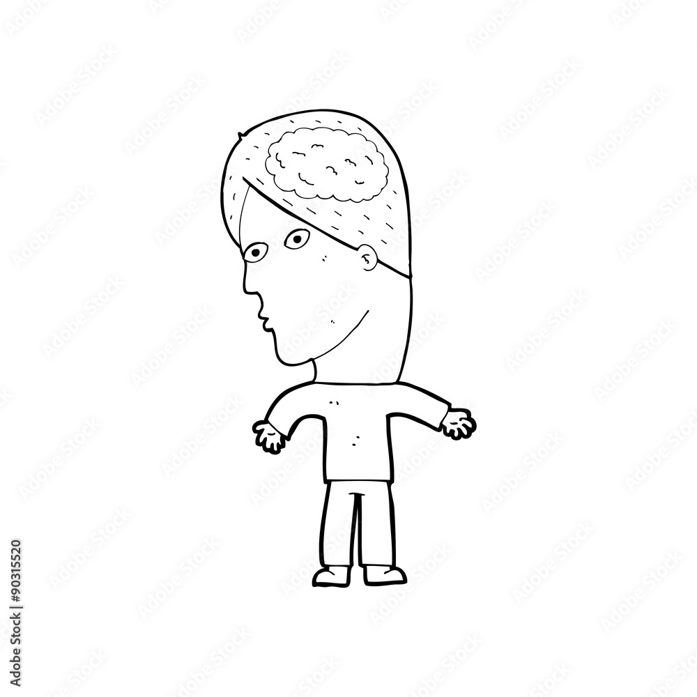 Obraz premium cartoon man with brain symbol