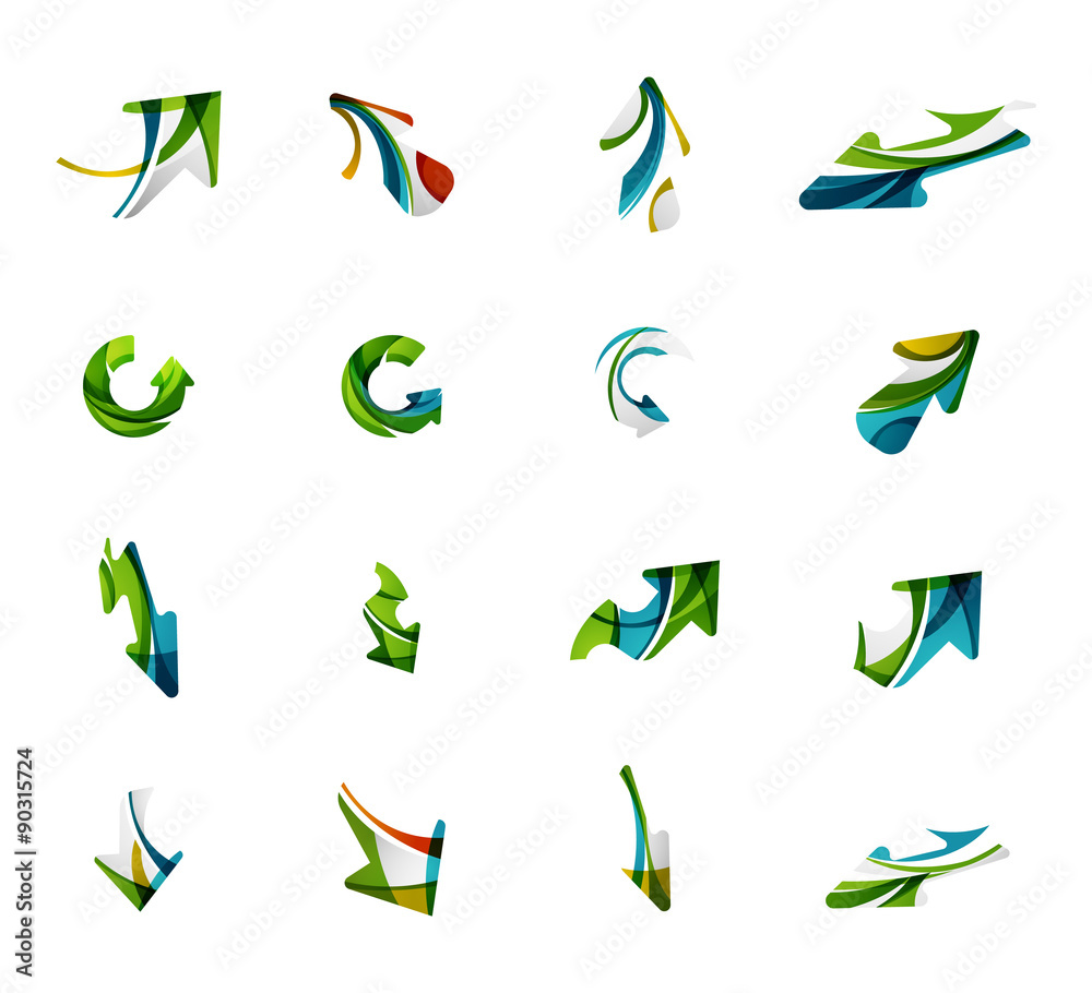 Set of arrow logo business icons Set of arrow logo business icons