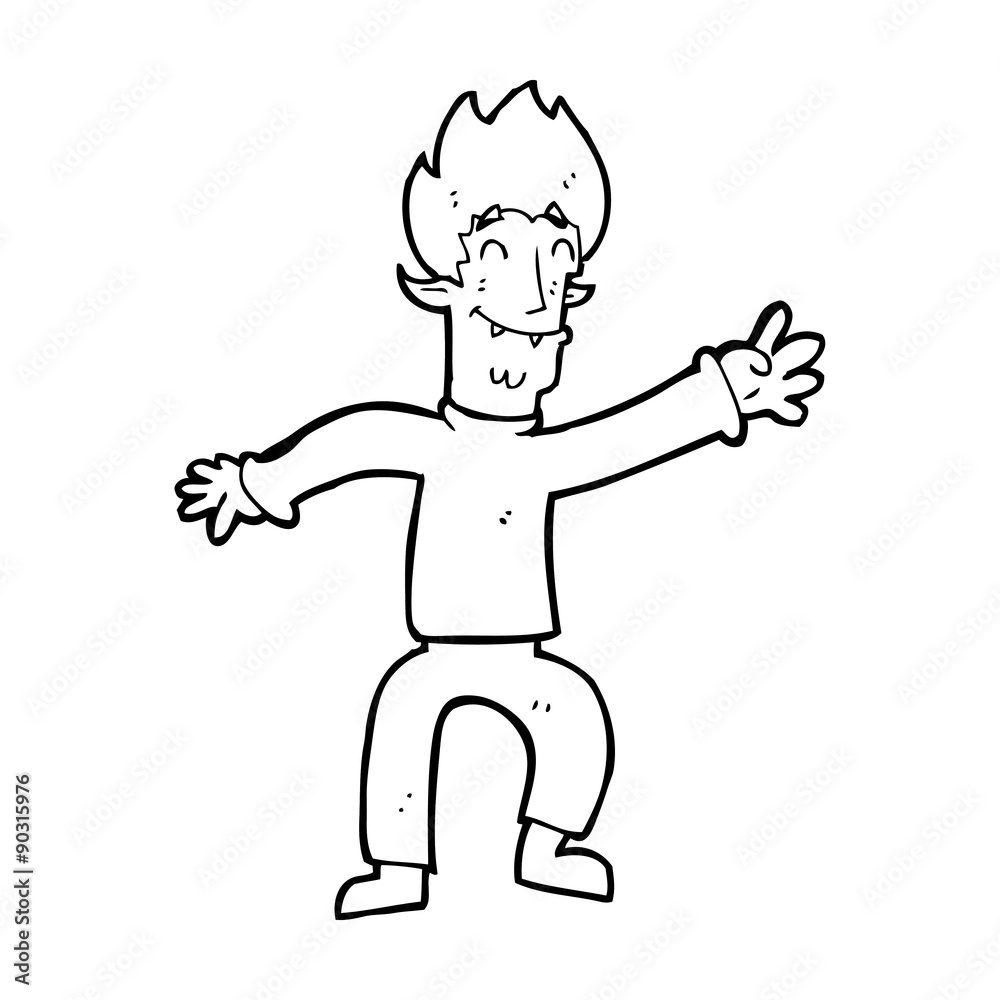 cartoon happy vampire man