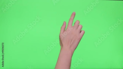 female teen hands using tablet pc with white screen, isolated