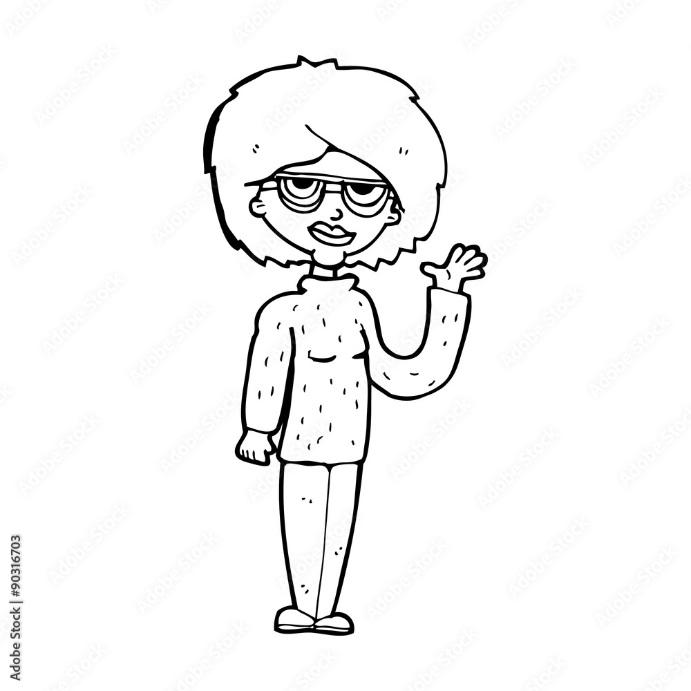 cartoon woman waving cartoon woman waving