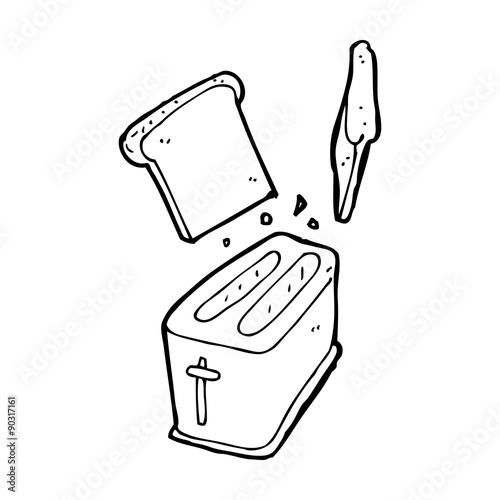 cartoon toaster spitting out bread