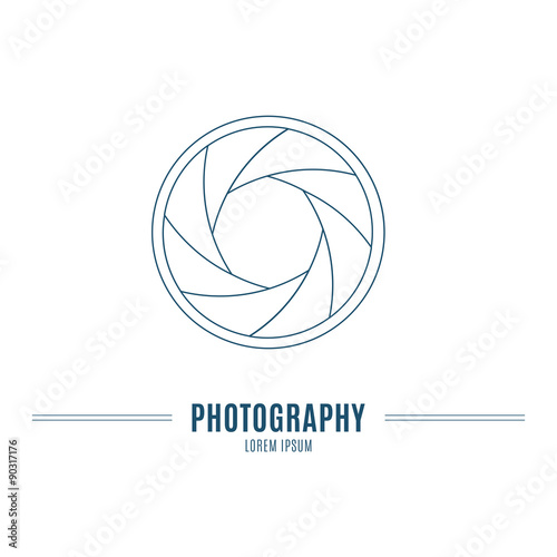 Camera shutter aperture - branding identity element, isolated on