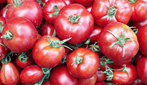 Many of juicy ripe red tomatoes