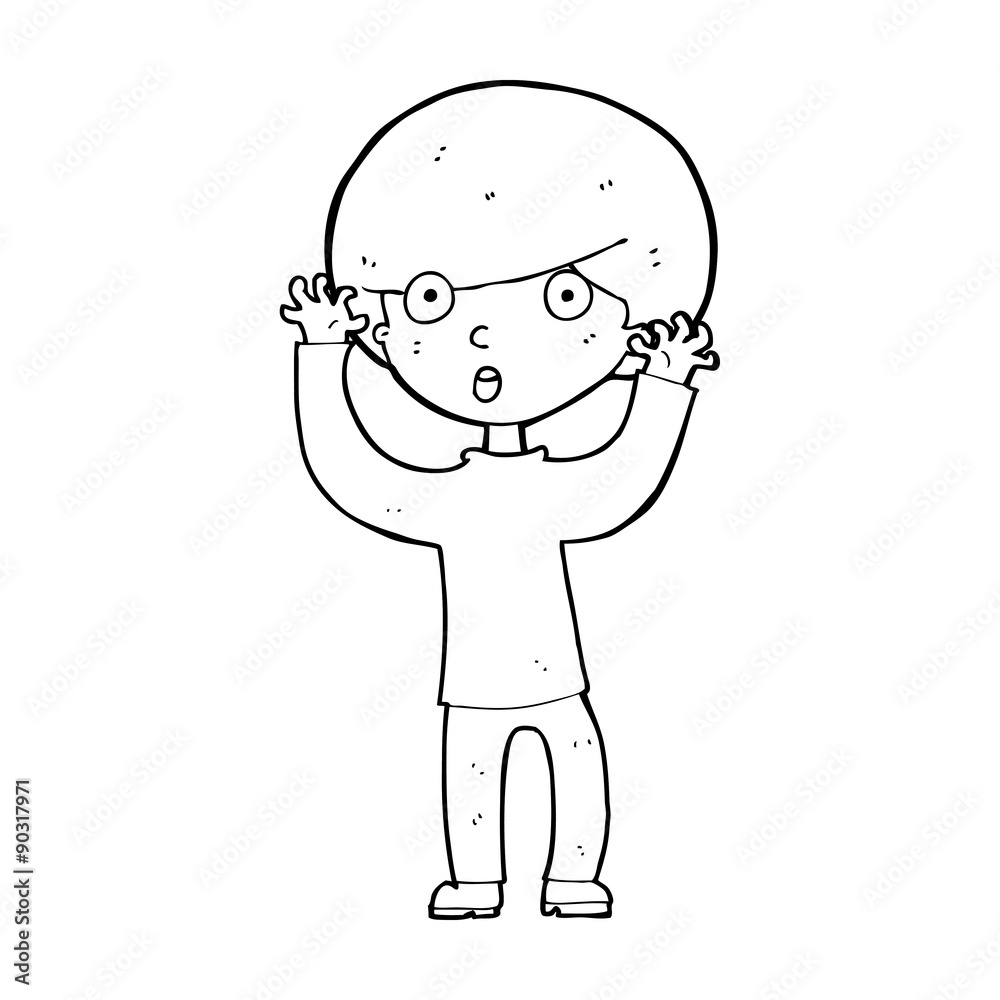 Obraz premium cartoon startled boy