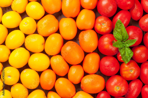 Colorful tomatoes. Yellow  orange and red