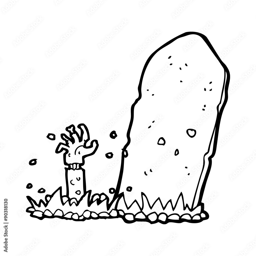 cartoon zombie rising from grave