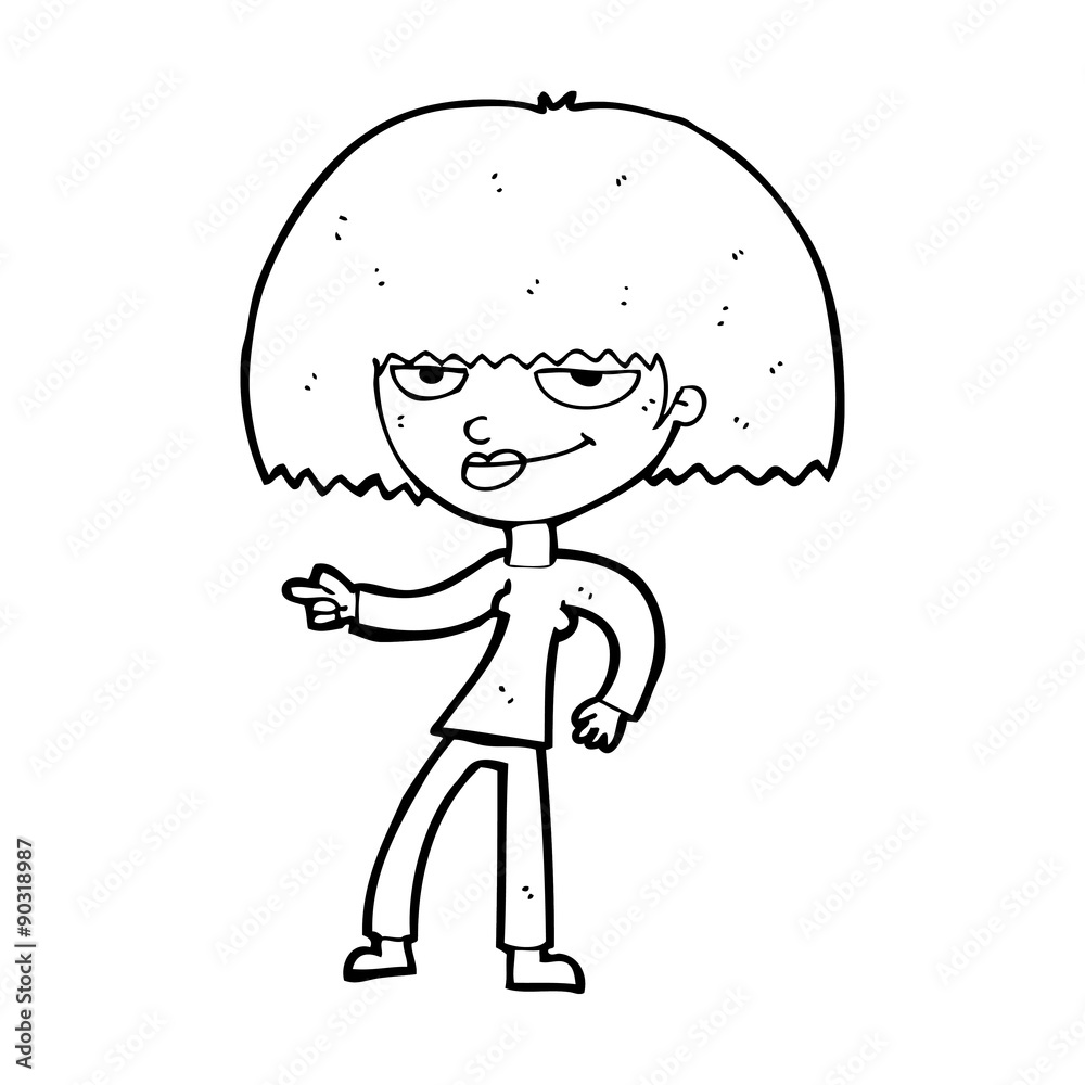 cartoon happy woman pointing cartoon happy woman pointing