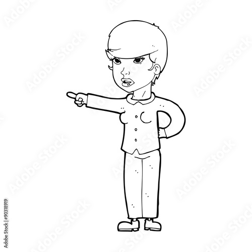 cartoon woman pointing finger of blame