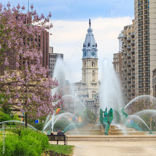 Swann Memorial Fountain With City Hall In The Background